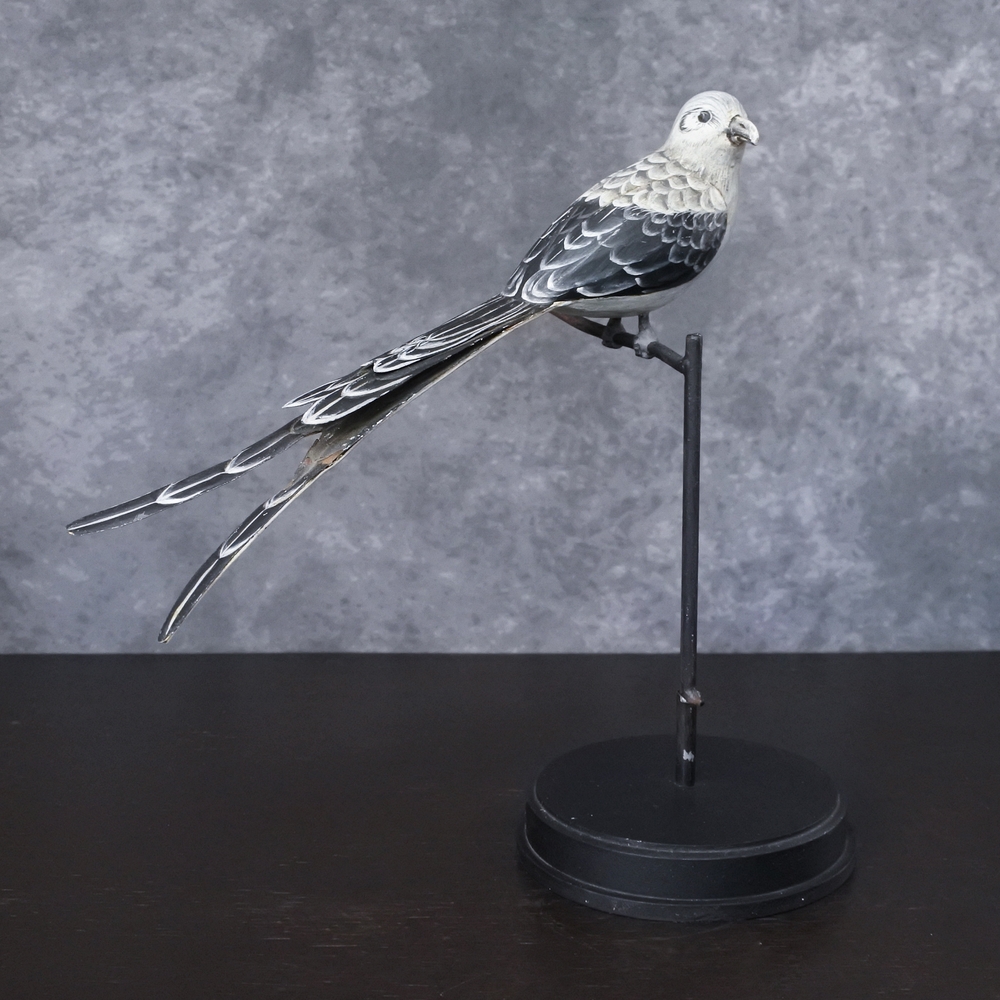 Vintage Hand Painted Carved Wooden Metal Bird Shabby Chic Figurine Sculpture